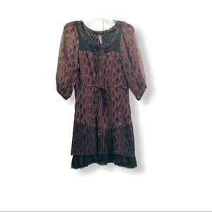 FREE PEOPLE Black Floral Boho Ruffled Dress SizeXS